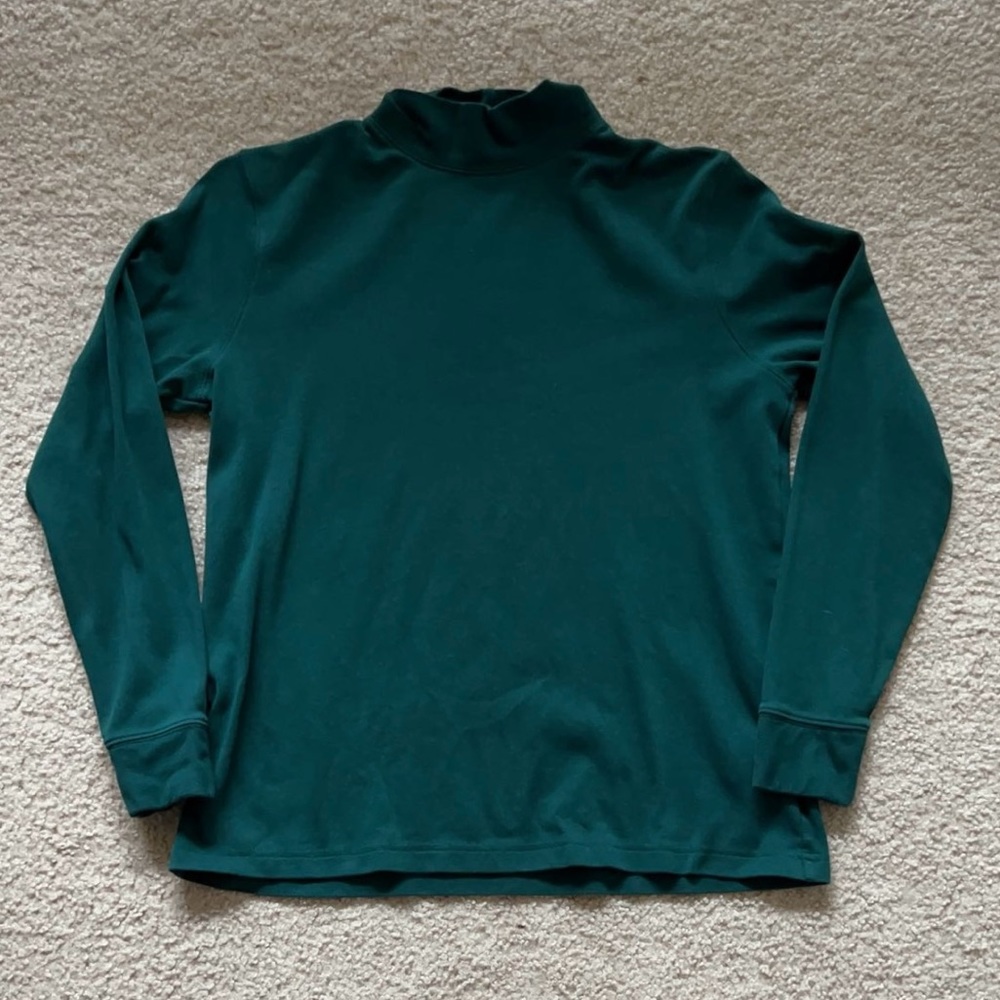 Persian Green Lands’ End Mock Neck Long Sleeve Relaxed Fit